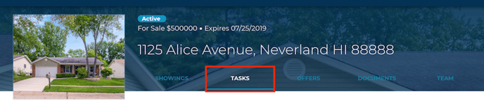 Tasks tab